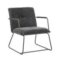 Naslanjač Bilbao, Črna - črna, Moderno, kovina/tekstil (65/80/68cm) - MID.YOU