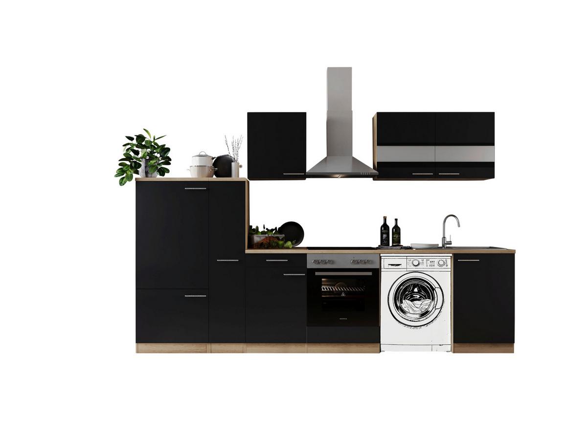 Kuhinjski Blok Z Aparati Merle, 310cm - barve nerjavečega jekla/črna, Basics, kovina/steklo (310cm) - Respekta