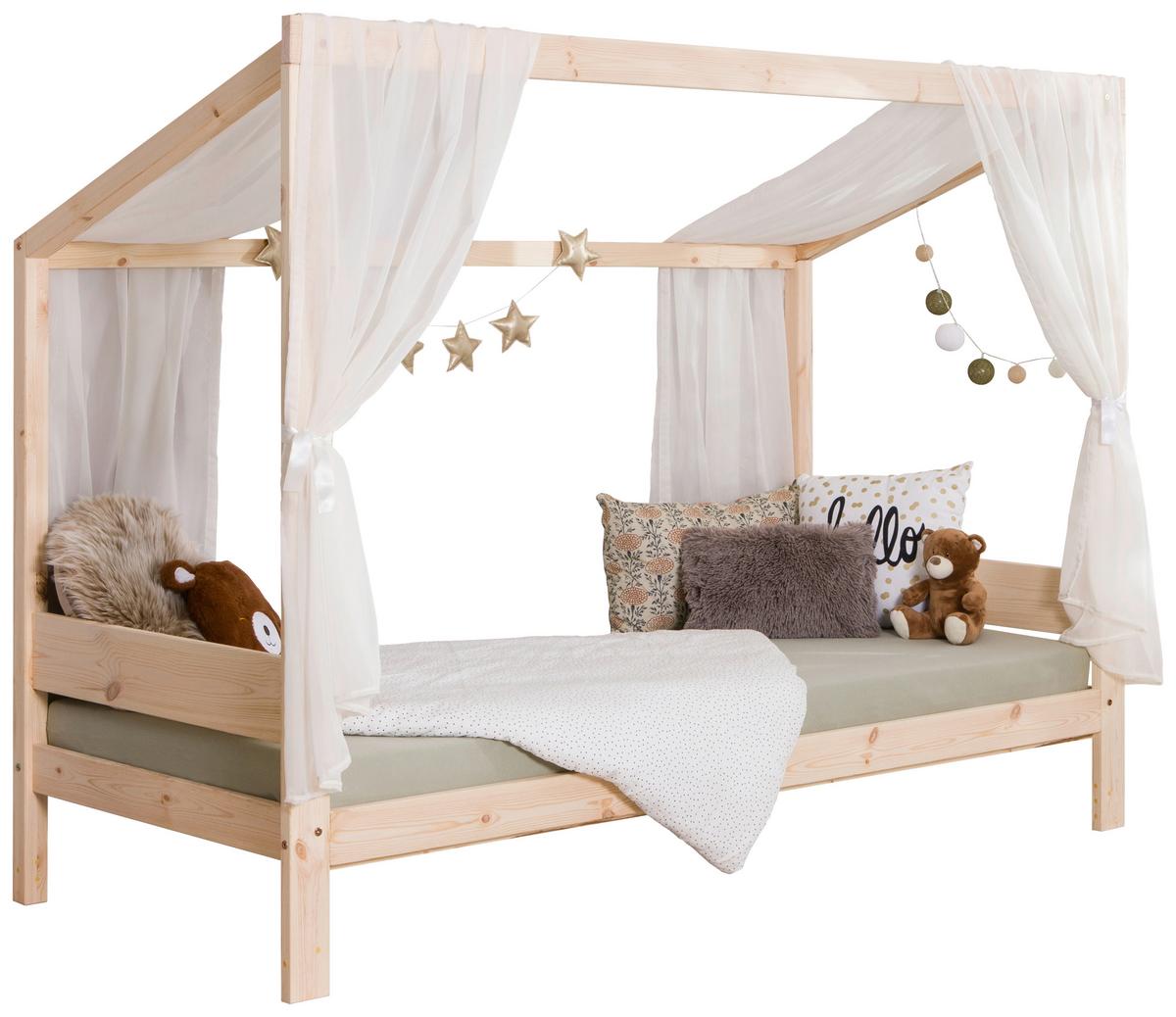 Bodenbett Fußball Holz ca. 90x200 cm - Naturfarben, MODERN, Holz/Textil (90/200cm) - MID.YOU