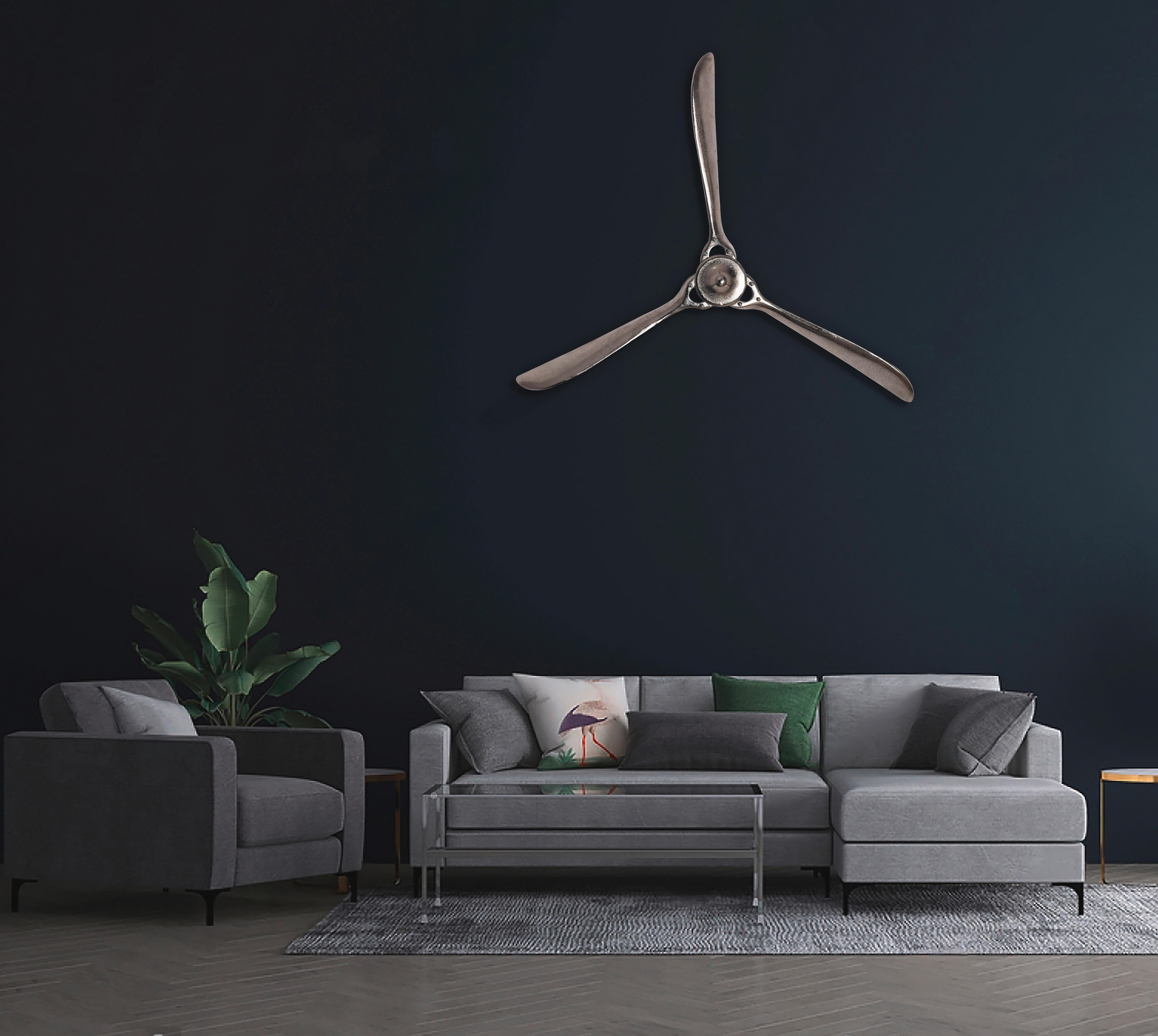WANDDEKO DEKO PROPELLER SILBER - Silberfarben, Konventionell, Metall (85/85/10cm) - Livetastic