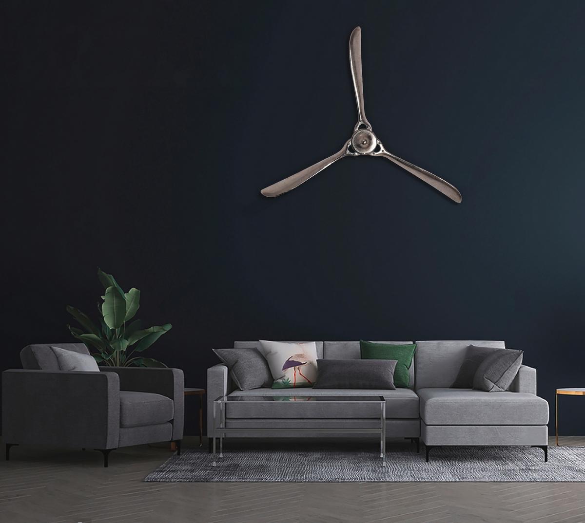 Stenska Dekoracija Propeller - srebrne barve, Konvencionalno, kovina (85/85/10cm) - Livetastic