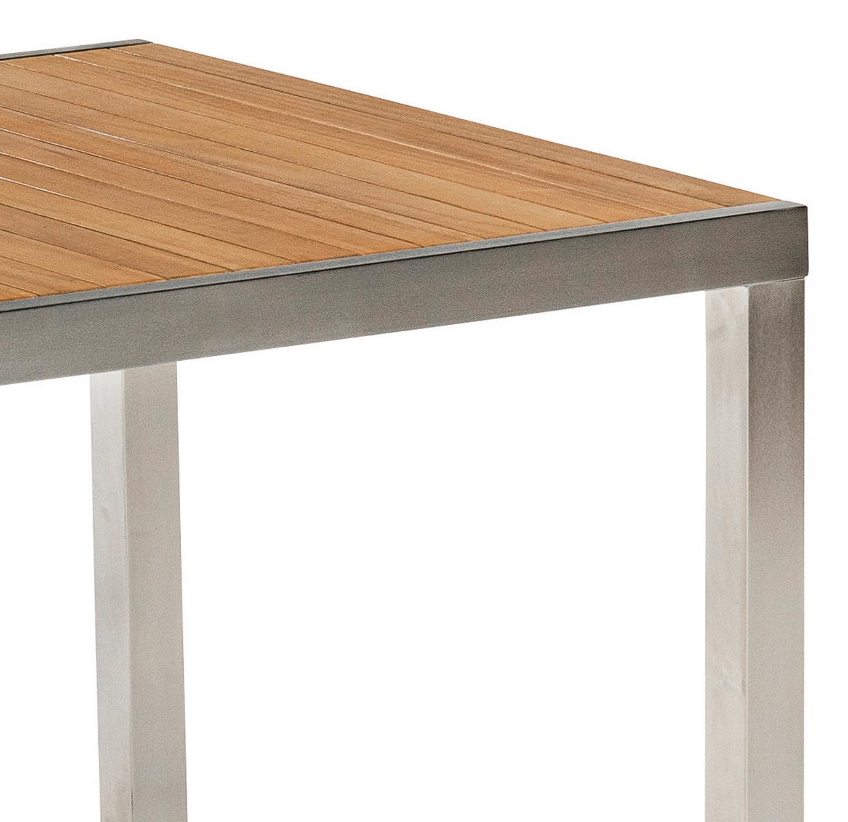 Vrtna Miza Keros, Jeklo, Masiven Les, 150x80 - srebrne barve/barve akacije, Konvencionalno, kovina/les (150/80/74cm) - Gardenson