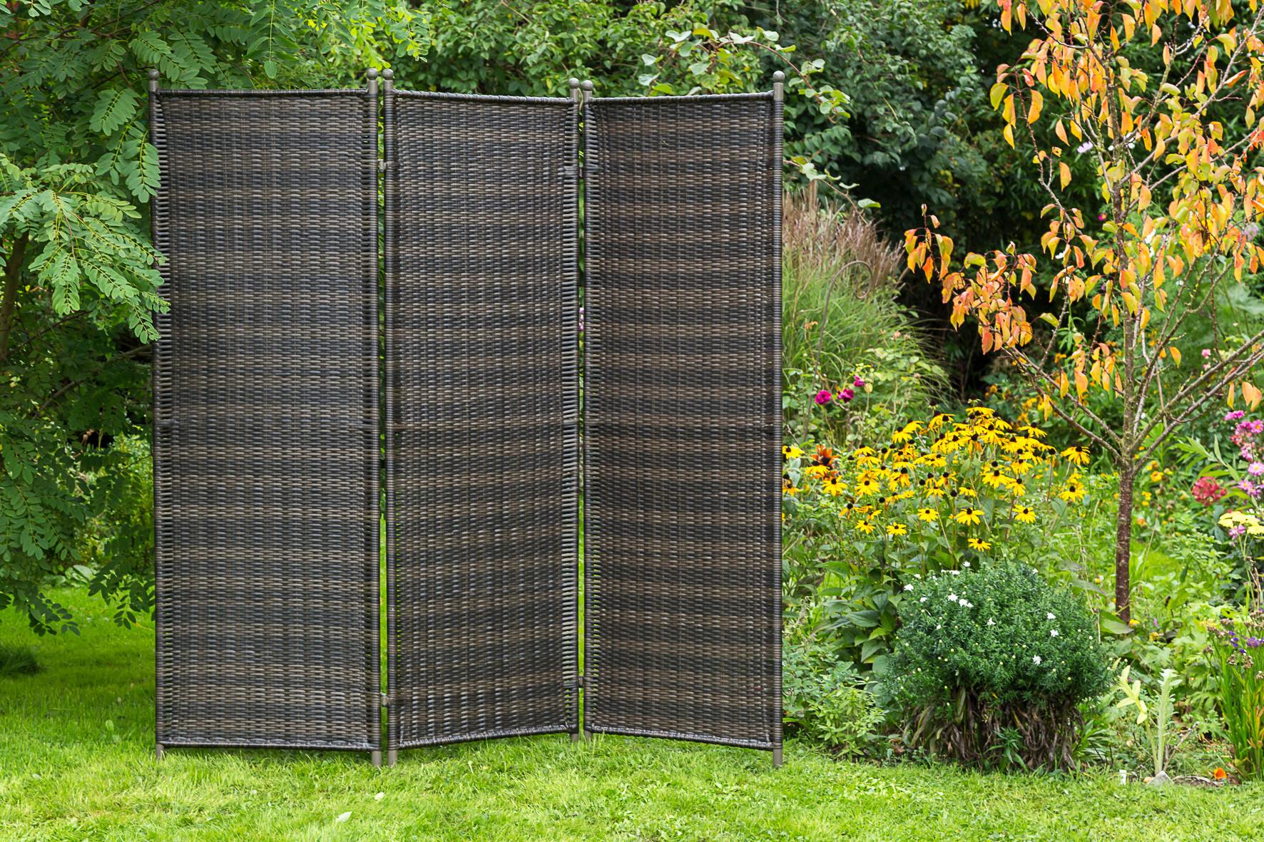 Paravent mit 3 Flügel ca. 183x183 cm Braun - Braun, MODERN, Kunststoff/Metall (183/183cm) - Gardenson