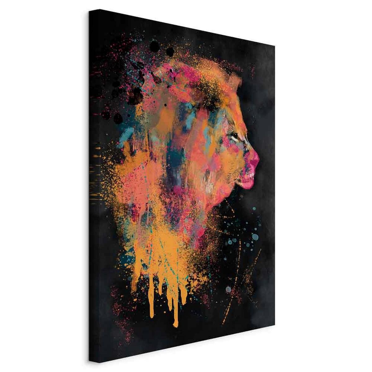 Slika Na Platnu Lion Humors - pink/svetlo modra, Basics, tekstil/leseni material (40/60/1.2cm) - artgeist