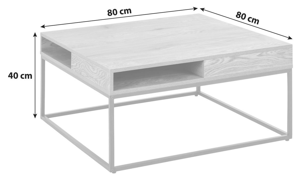 STOLIK KAWOWY WILLFORD - kolor jesionowy/czarny, Trend, materiał drewnopochodny/metal (80/80/40cm) - MID.YOU