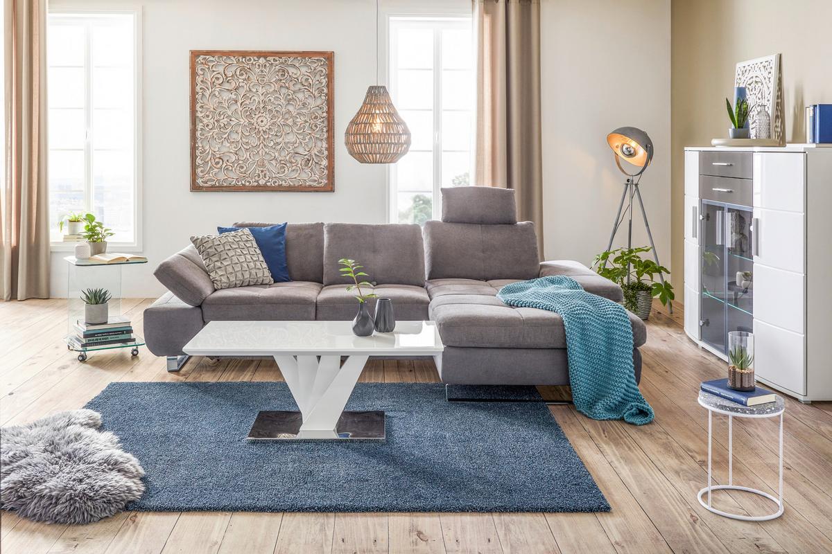 Nackenstütze in Grau - Dunkelgrau, Textil/Metall (52cm) - Premium Living