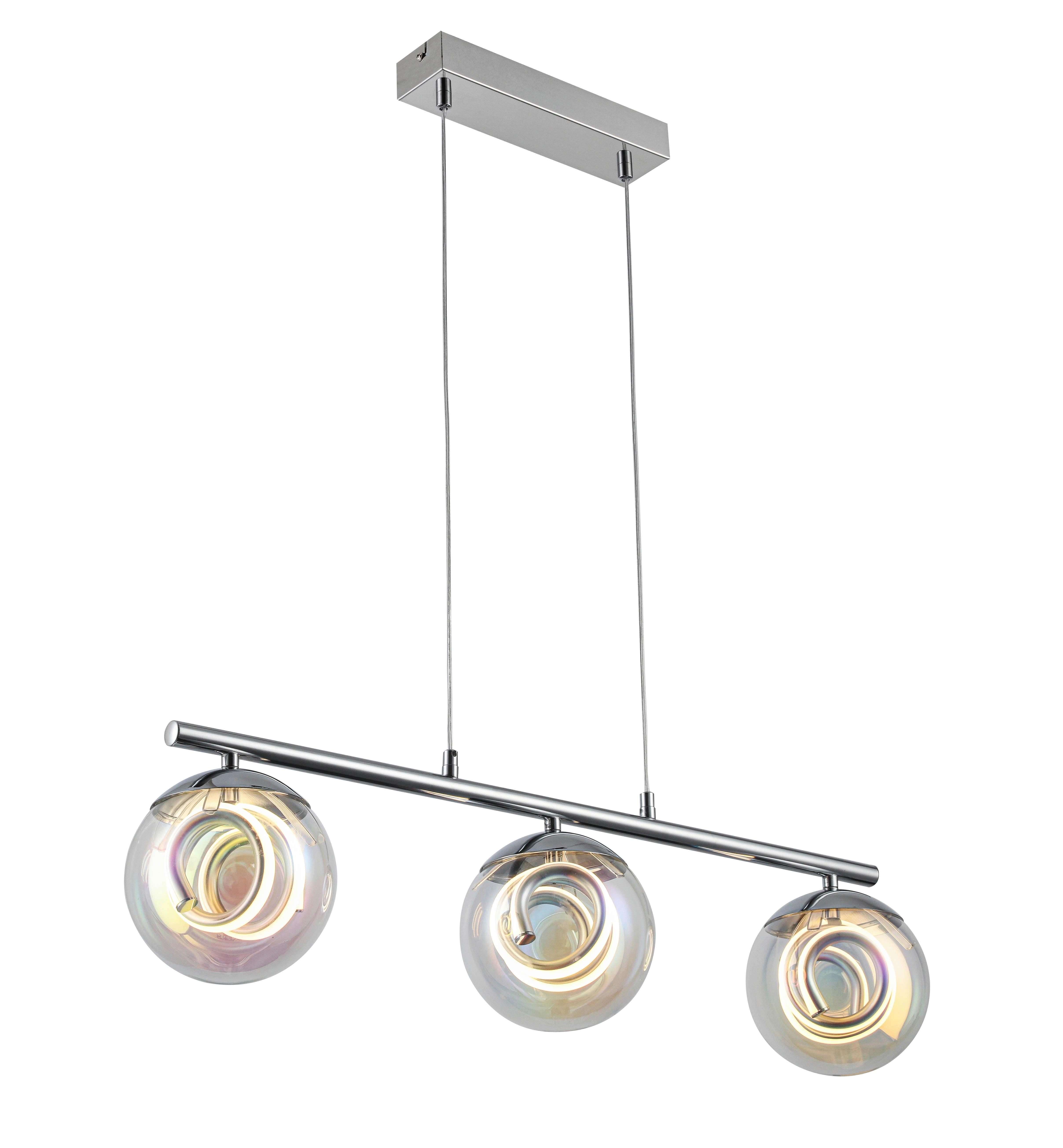 LED-HÄNGLAMPA MODERNI - pärlemor/kromfärg, Modern, metall/glas (75/15/120cm) - Mömax