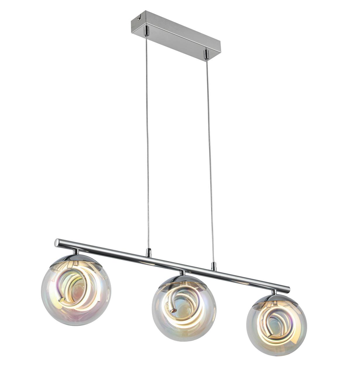 LED-Hängeleuchte Moderni Chrom/Perlmutt max. 18 Watt - Chromfarben/Transparent, Modern, Glas/Kunststoff (75/15/120cm) - Mömax