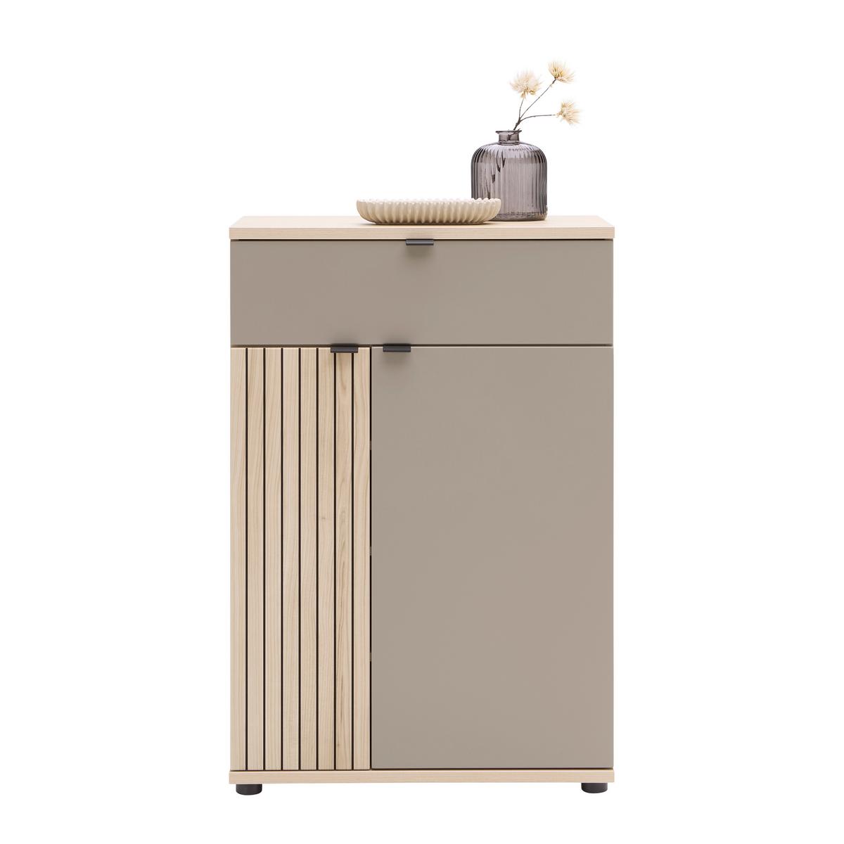 Schuhschrank Pisa Taupe/Eichefarben - Taupe/Eichefarben, MODERN, Holzwerkstoff/Metall (70/103/38cm) - Mömax