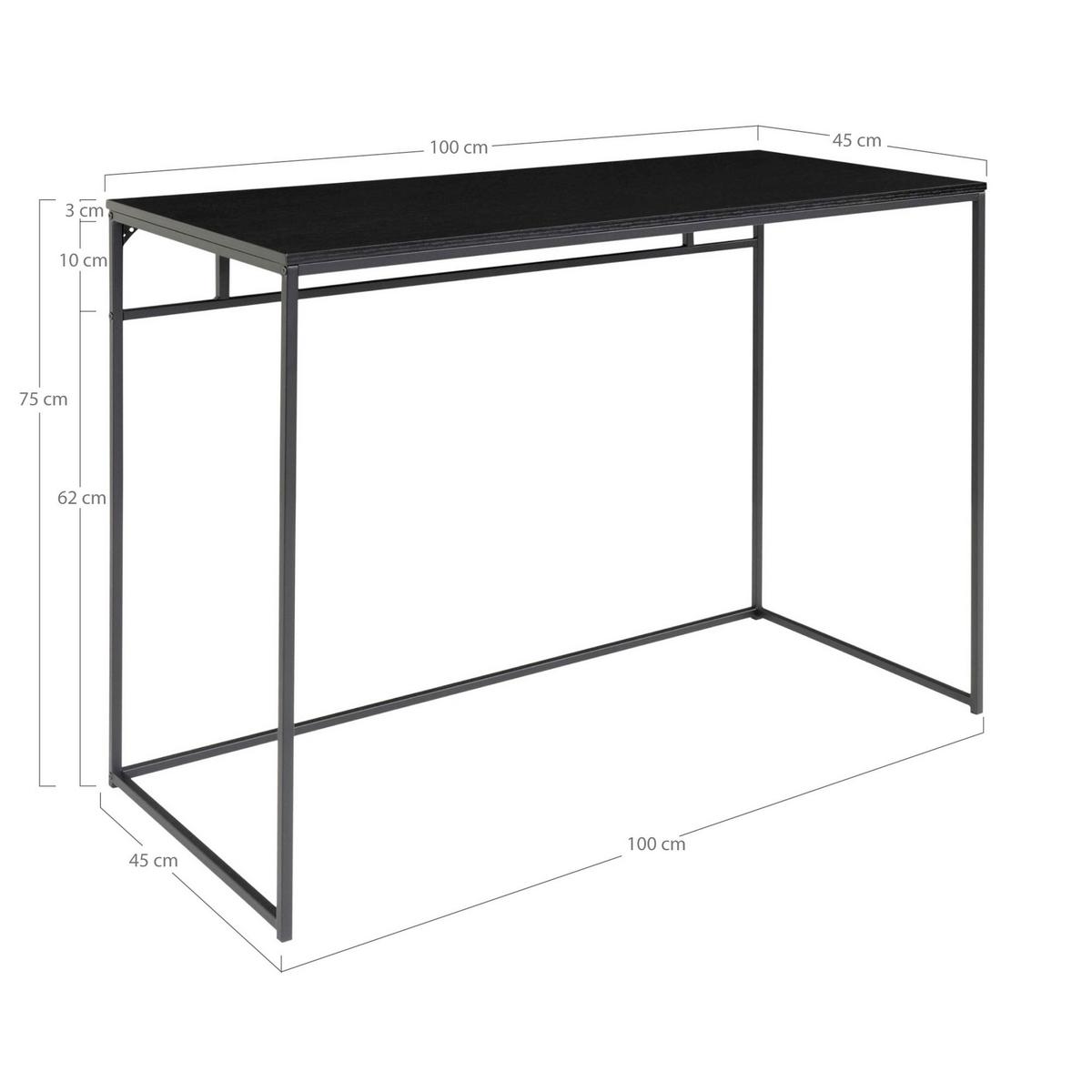 Schreibtisch Vita Desk Schwarz - Schwarz, MODERN, Holzwerkstoff/Metall (100/75/45cm) - MID.YOU
