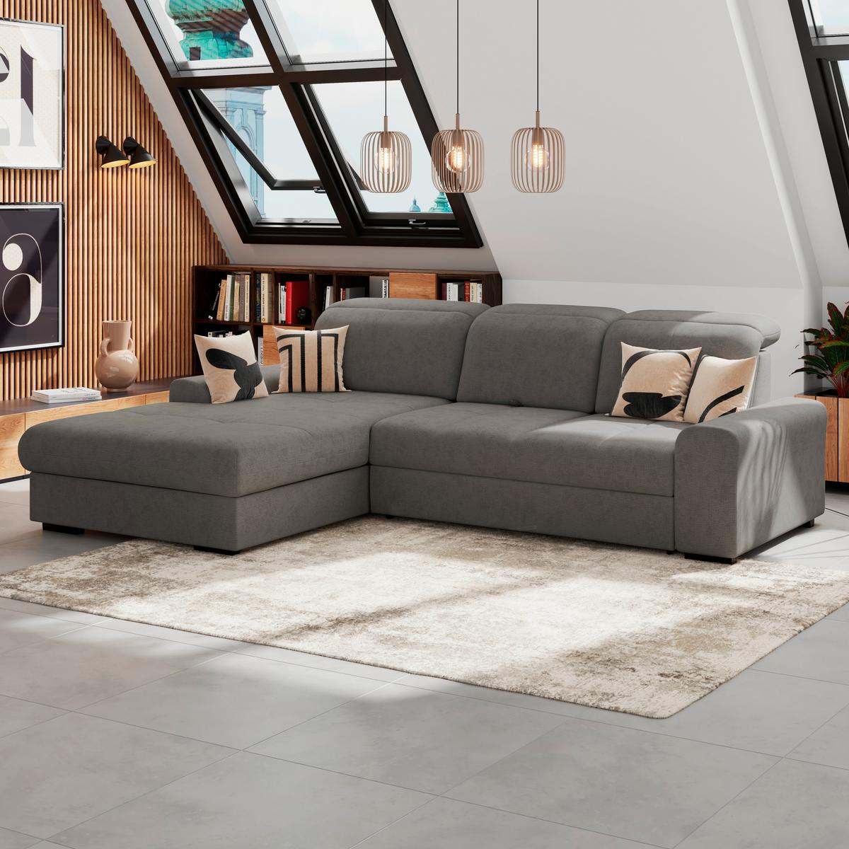 Kutna Garnitura Malaga - crna/antracit, Konvencionalno, tekstil/drvo (203/286cm) - Ondega