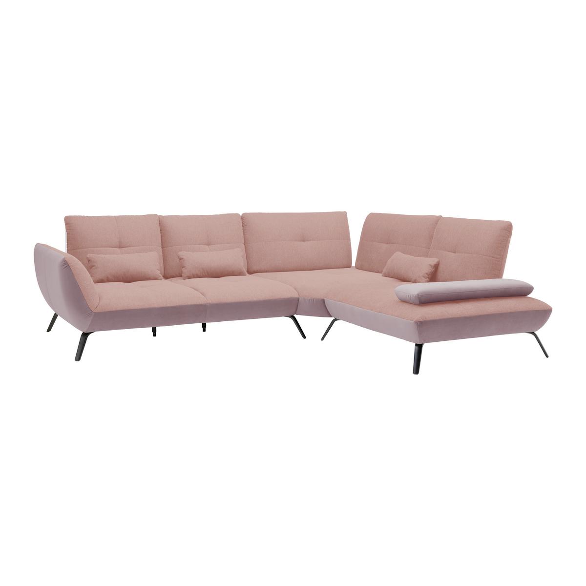 Wohnlandschaft Trendy Rosa/Flieder - Flieder/Schwarz, Modern, Holzwerkstoff/Textil (310/93/250cm) - Premium Living