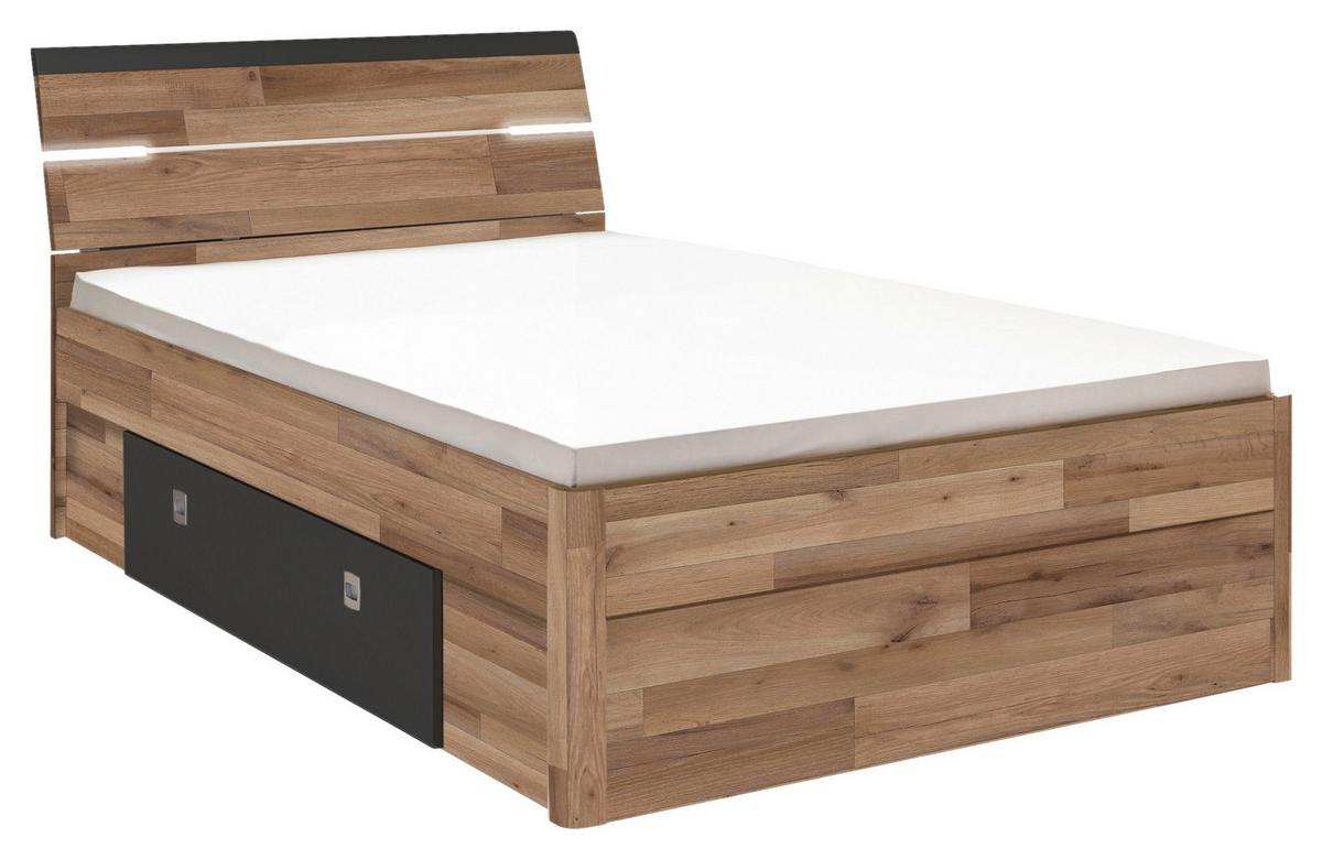 Postelja Mars, S Predali, 140x200 - temno siva/črna, Konvencionalno, umetna masa/leseni material (140/200cm) - MID.YOU