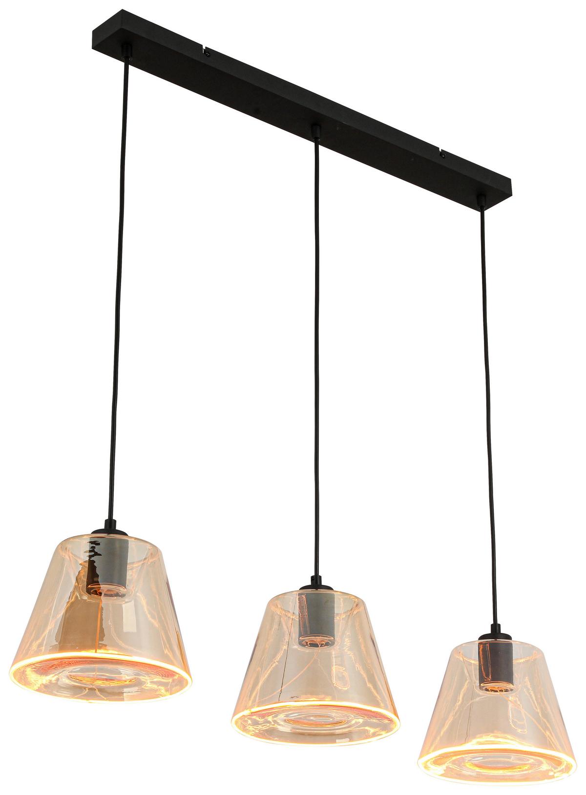 LED Függőlámpa Jom - fekete/borostyánszínű, Modern, műanyag/Üveg (79/19/120cm) - Mömax