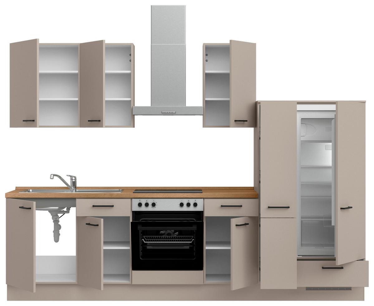 Küchenleerblock Easytouch Low o. Geräte Sandfarben - Sandfarben/Eichefarben, MODERN, Holzwerkstoff/Metall (300cm) - Nobilia