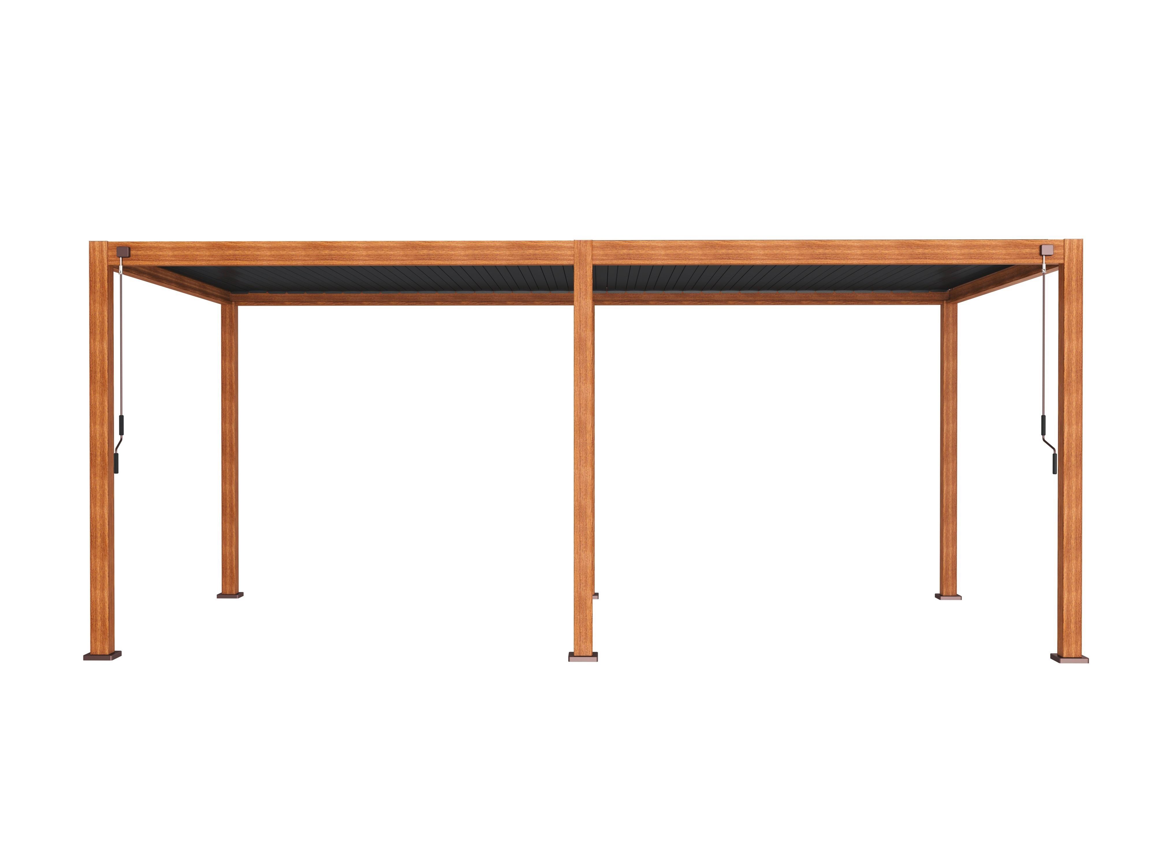 Pergola Mirador Deluxe ca. 300x600 cm Alu Holzoptik - Anthrazit, MODERN, Metall (600/250/300cm) - Gardenson