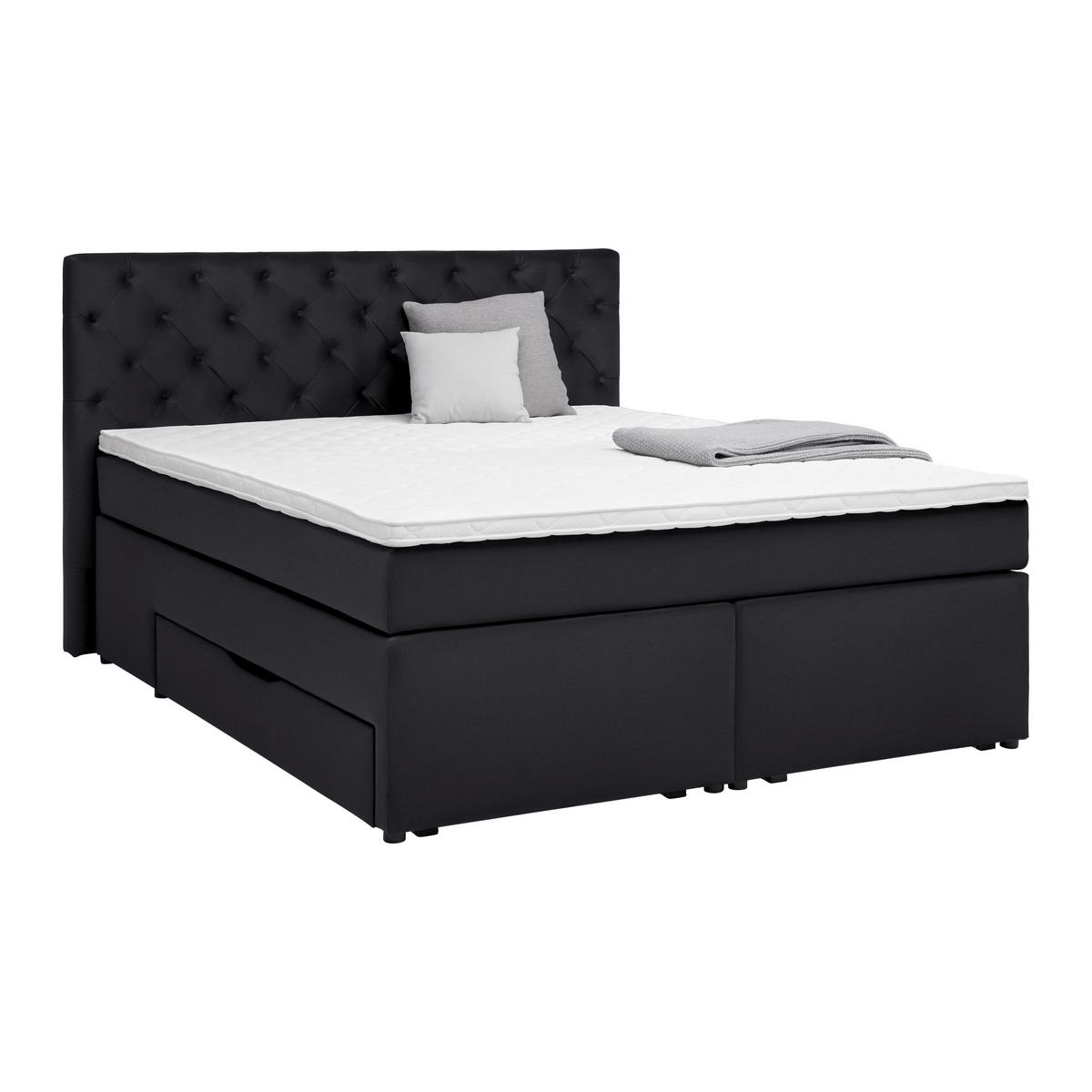 Boxspringbett Chester Schwarz ca. 160x200cm - Schwarz, Holzwerkstoff/Kunststoff (160/200cm) - Mömax