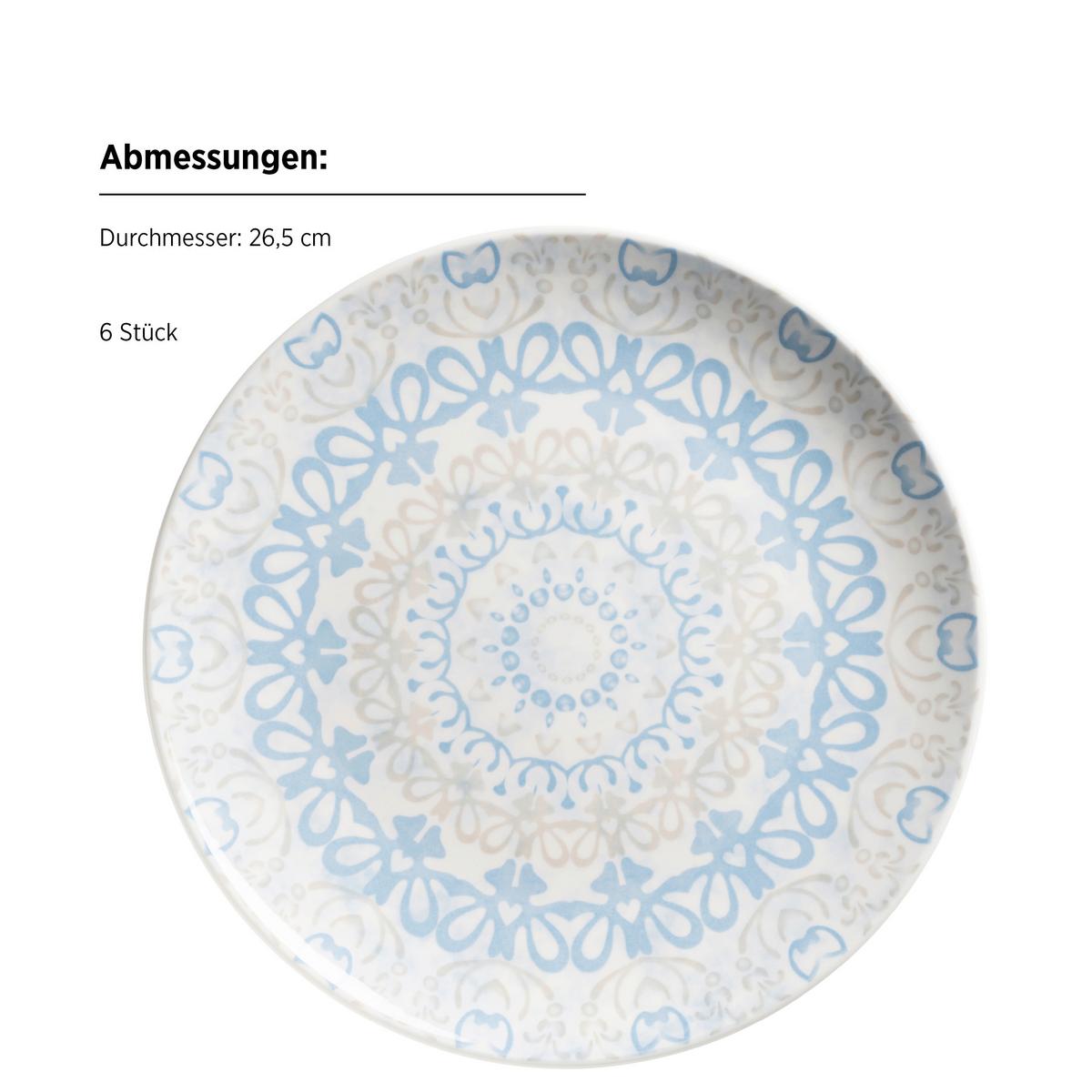 Tellerset 935625 Ornea Tellerset - Blau/Weiss, Basics, Keramik - Mäser