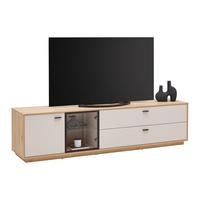 TV-Element Cremona Kaschmir/Eiche Artisan - Kaschmir/Schwarz, MODERN, Glas/Holzwerkstoff (210/55/45cm) - Premium Living