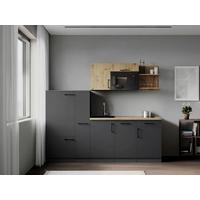 Küchenblock Oliver m. Geräten Grau - Eiche Artisan/Grau, Trend, Holzwerkstoff/Metall (235cm) - Respekta