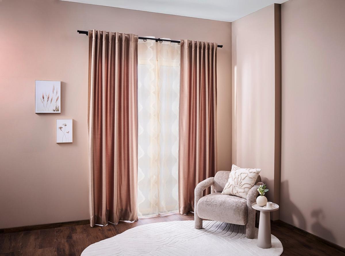 ZASŁONA GOTOWA ROVITA - brązowy, Design, tkanina (140/260cm) - Dieter Knoll