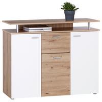 Komoda Leon, Bela, Barva Hrasta - bela/barve aluminija, Moderno, umetna masa/leseni material (117/92,3/38cm) - Mömax