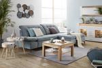 Wohnlandschaft in Blau/Grün - Blau/Schwarz, MODERN, Textil/Metall (310/102/199cm) - Premium Living