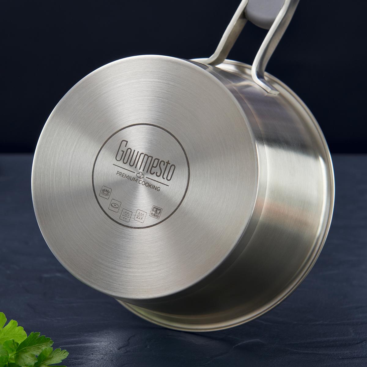 Lábas Fedővel Átm.: Kb. 16cm Silver Line - nemesacélszínű/átlátszó, Konventionell, Üveg/fém (16/9,5cm) - Gourmesto