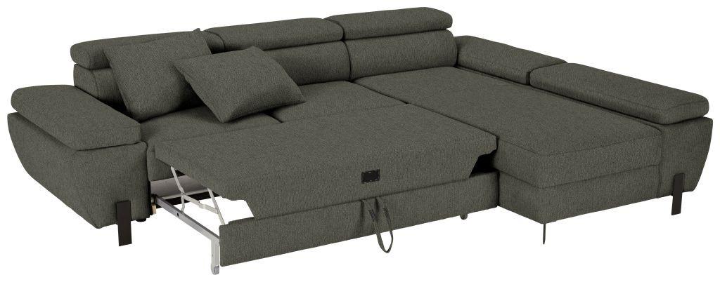 Ecksofa Molina Mini Grün - Hellgrau/Schwarz, MODERN, Textil/Metall (277/189cm) - Mömax