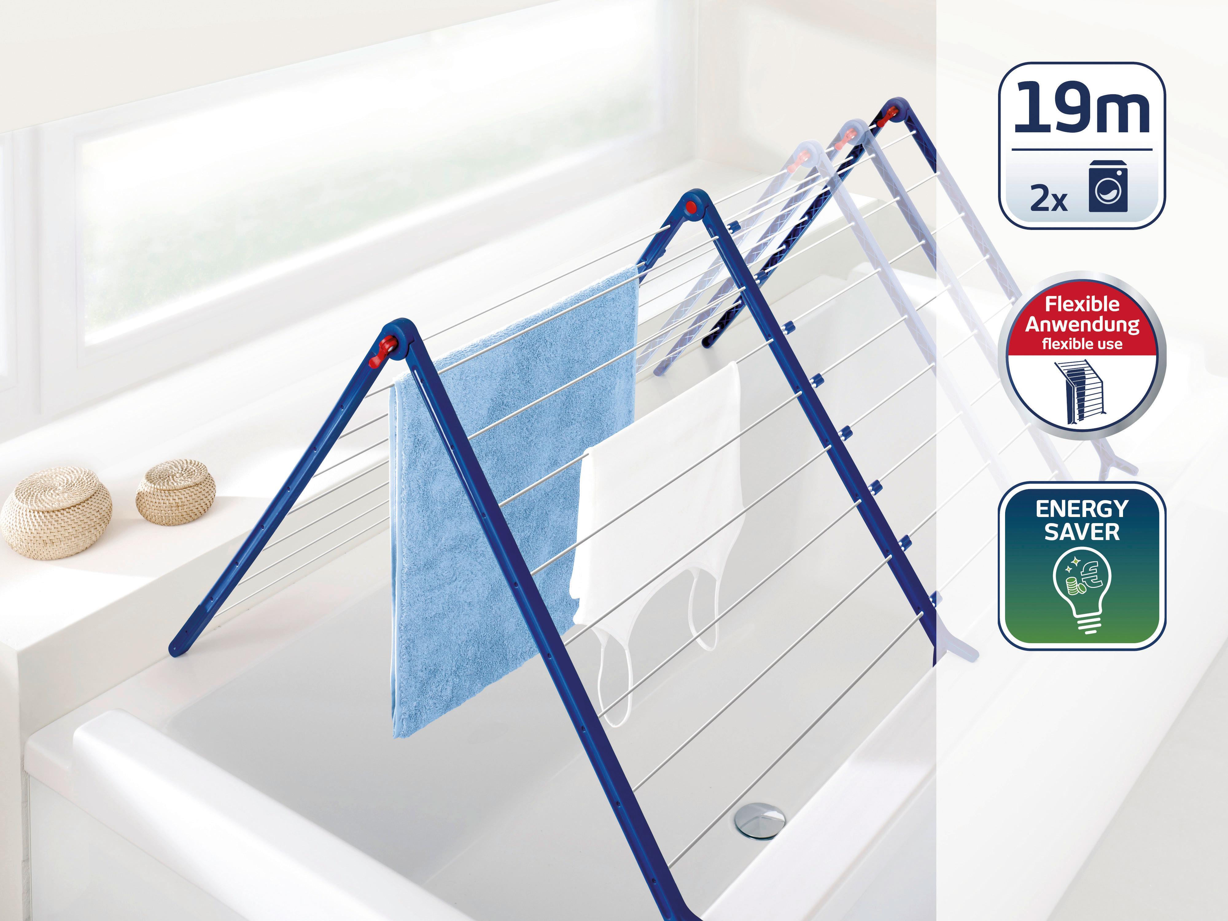 SUSZARKA NA PRANIE NA WANNĘ 81702 - niebieski/biały, Basics, tworzywo sztuczne (96-189/68/70cm) - Leifheit