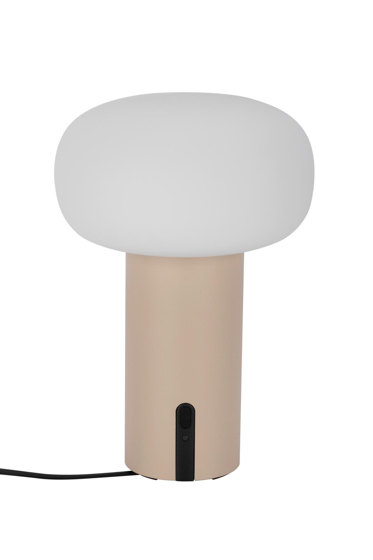 LAMPA STOŁOWA Z AKUMULATOREM FUNGO - biały/kolor piaskowy, Design, metal/szkło (13/19cm) - Dieter Knoll