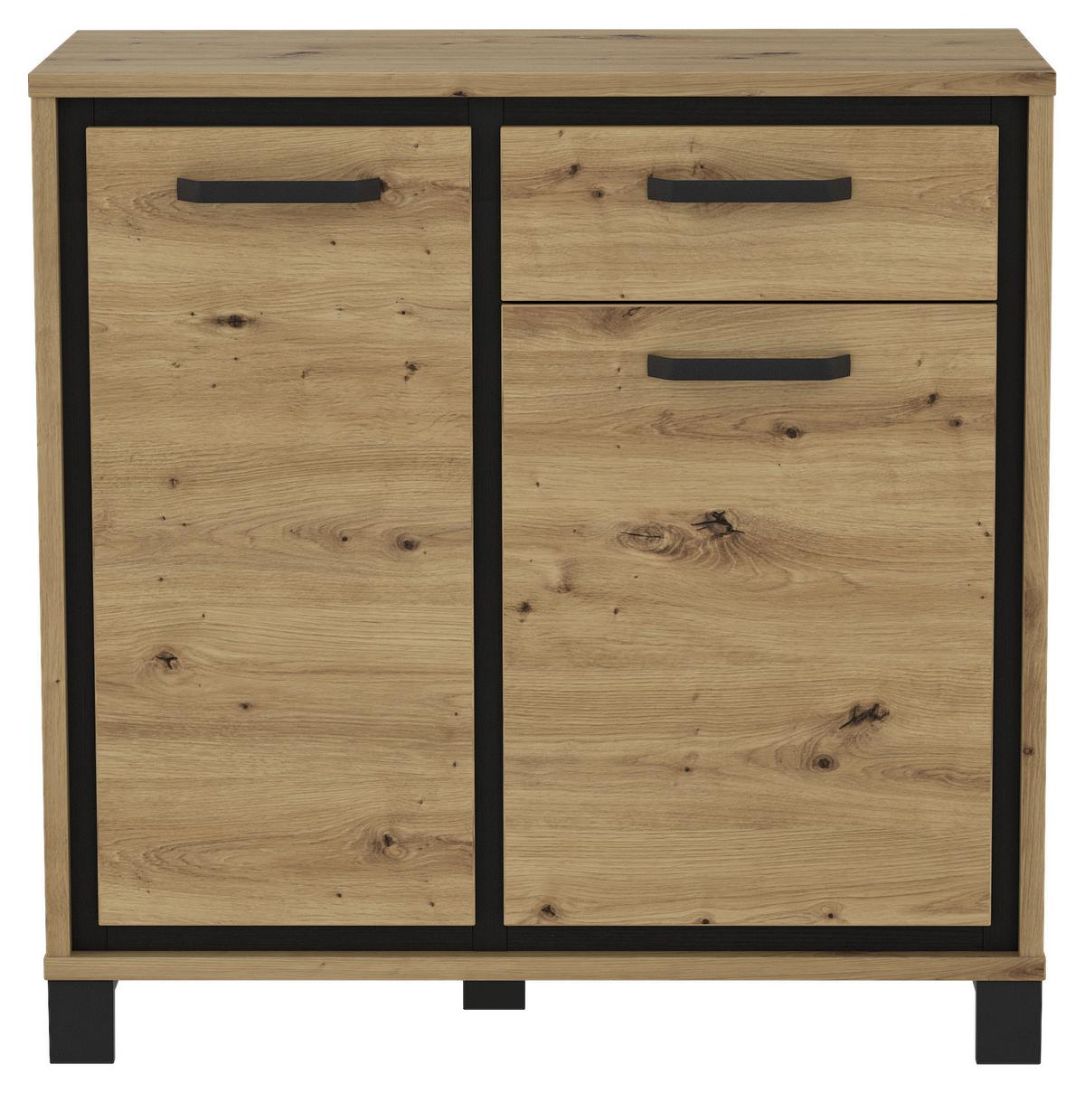 Kommode "Trondheim" , Schwarz, Eiche - Eichefarben/Schwarz, MODERN, Holzwerkstoff/Kunststoff (91,4/91,2/41,5cm) - MID.YOU