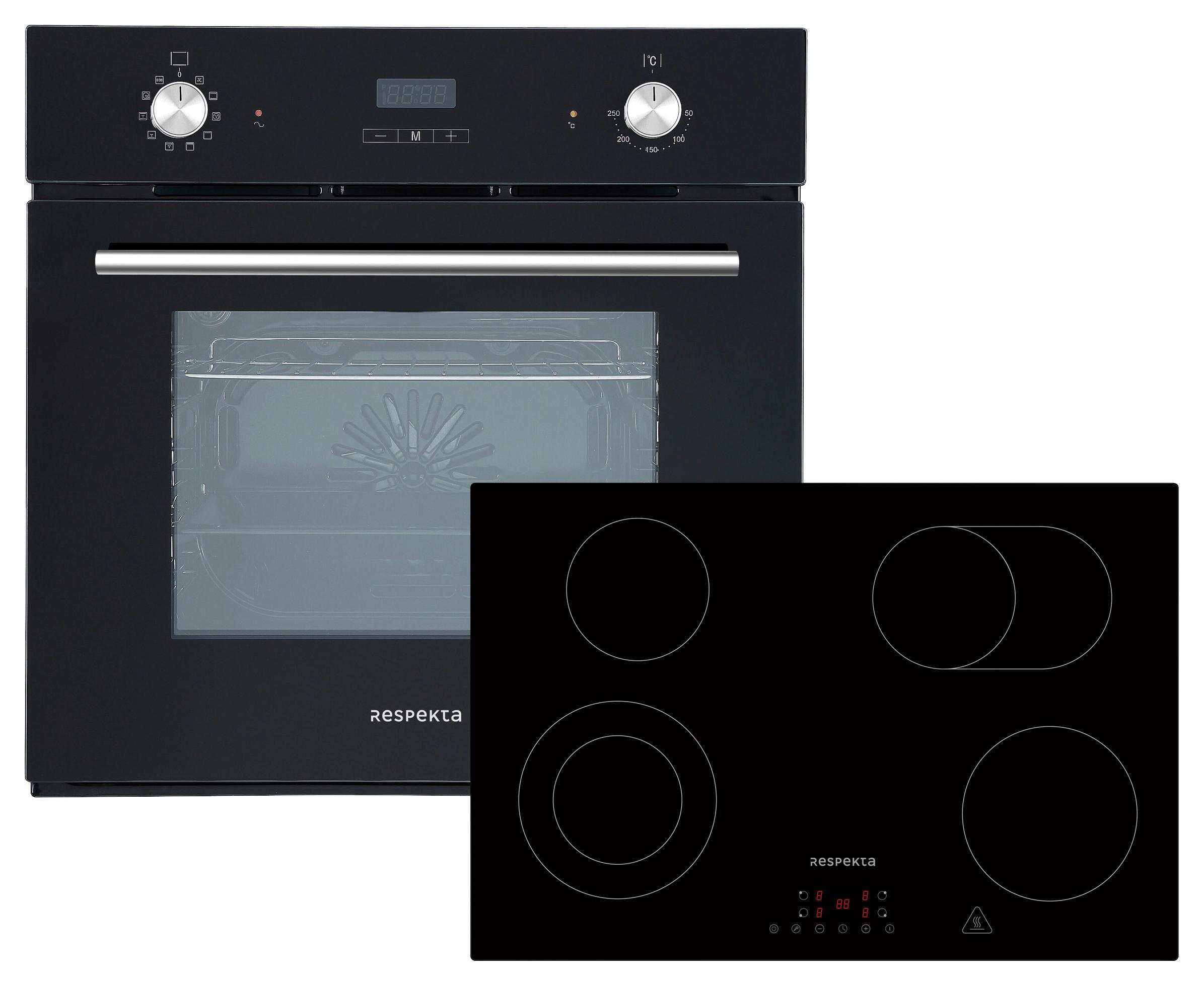 Backofenset ASET6007700 ca. 59,5/64/55 cm Schwarz - Schwarz, Trend, Glas/Metall (59,5/64/55cm) - Respekta