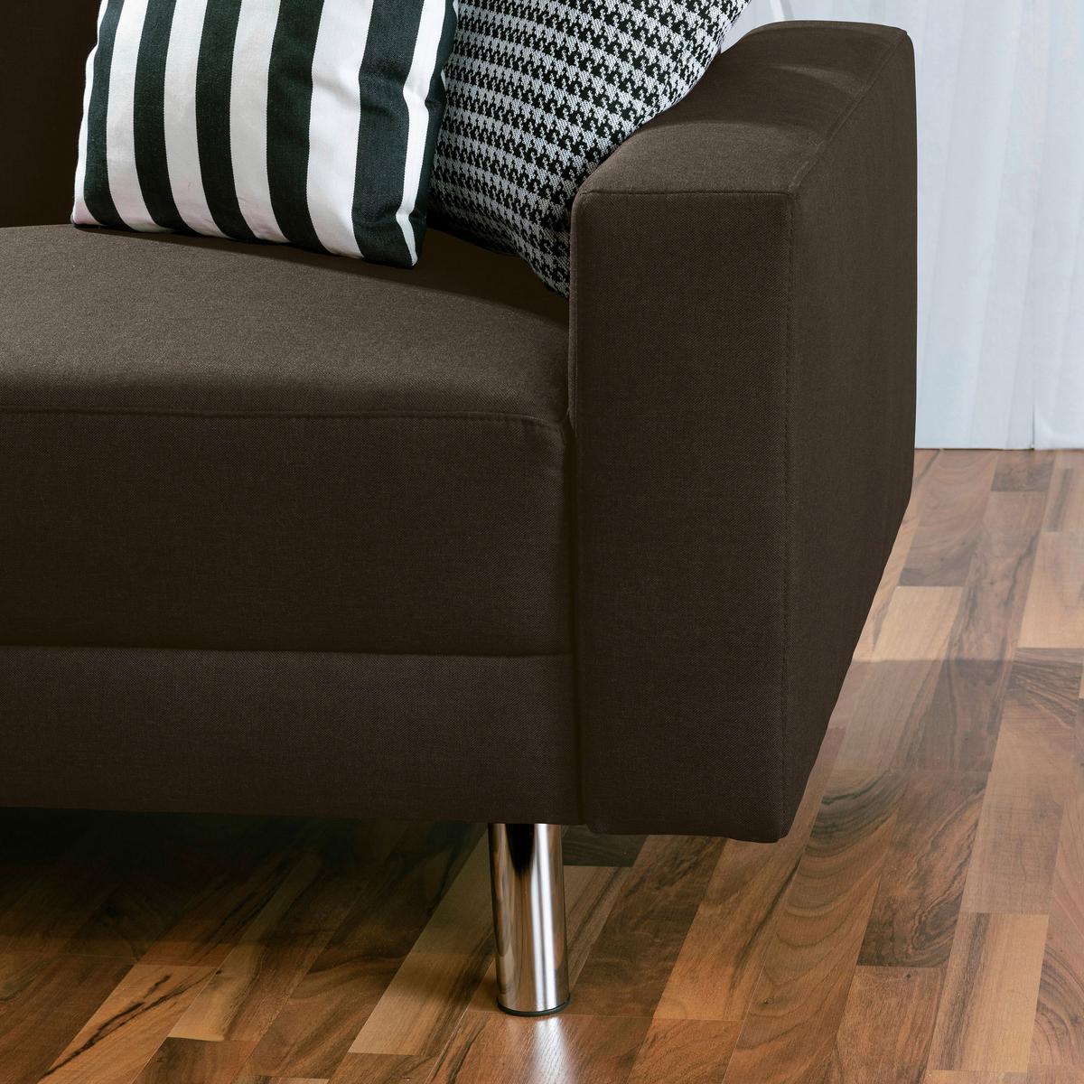 ECKSCHLAFSOFA JUST FASHION - Chromfarben/Braun, KONVENTIONELL, Textil/Metall (152/230cm) - Max Winzer