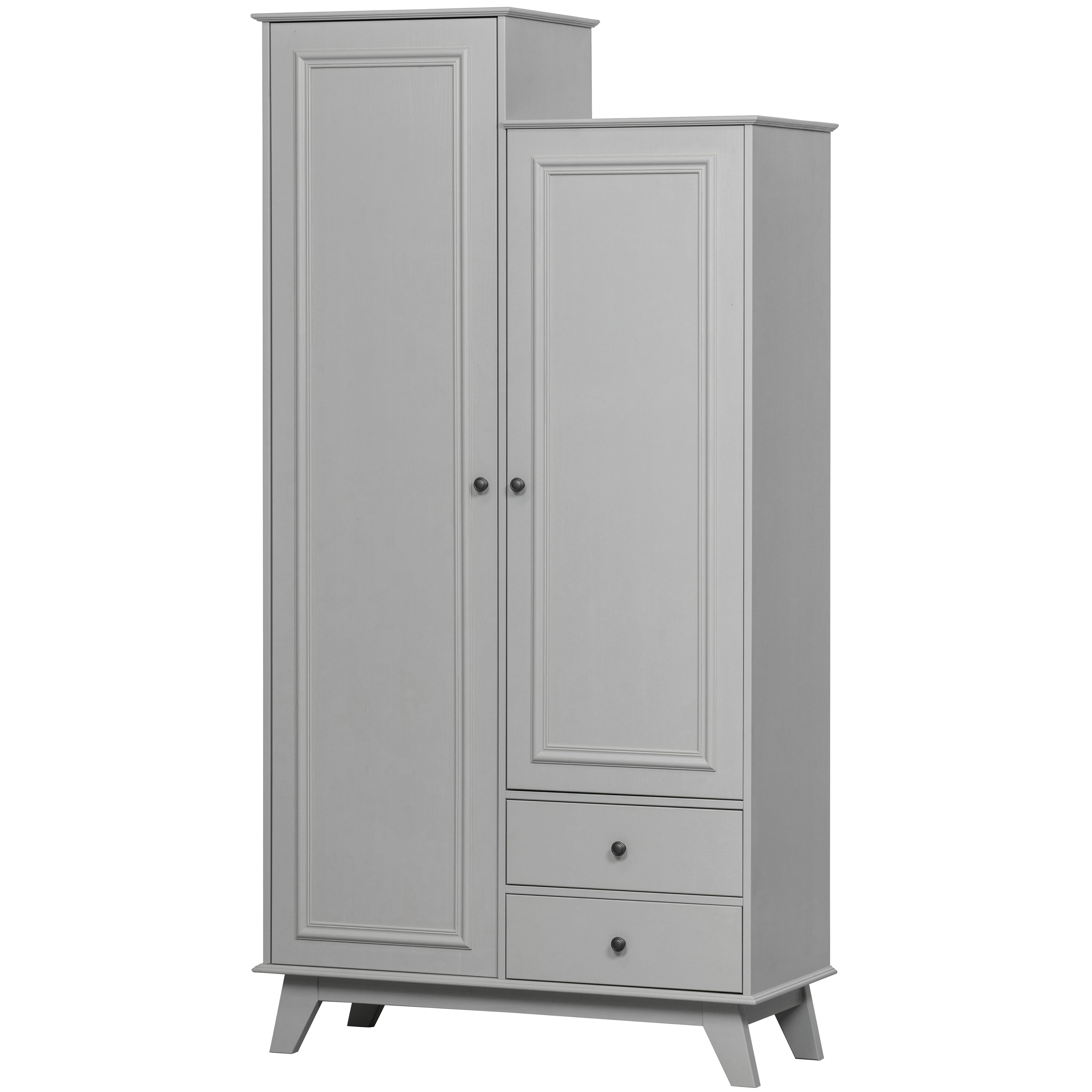 Drehtürenschrank Lily Grau - Schwarz/Grau, Basics, Holz/Metall (98/190/41cm) - MID.YOU