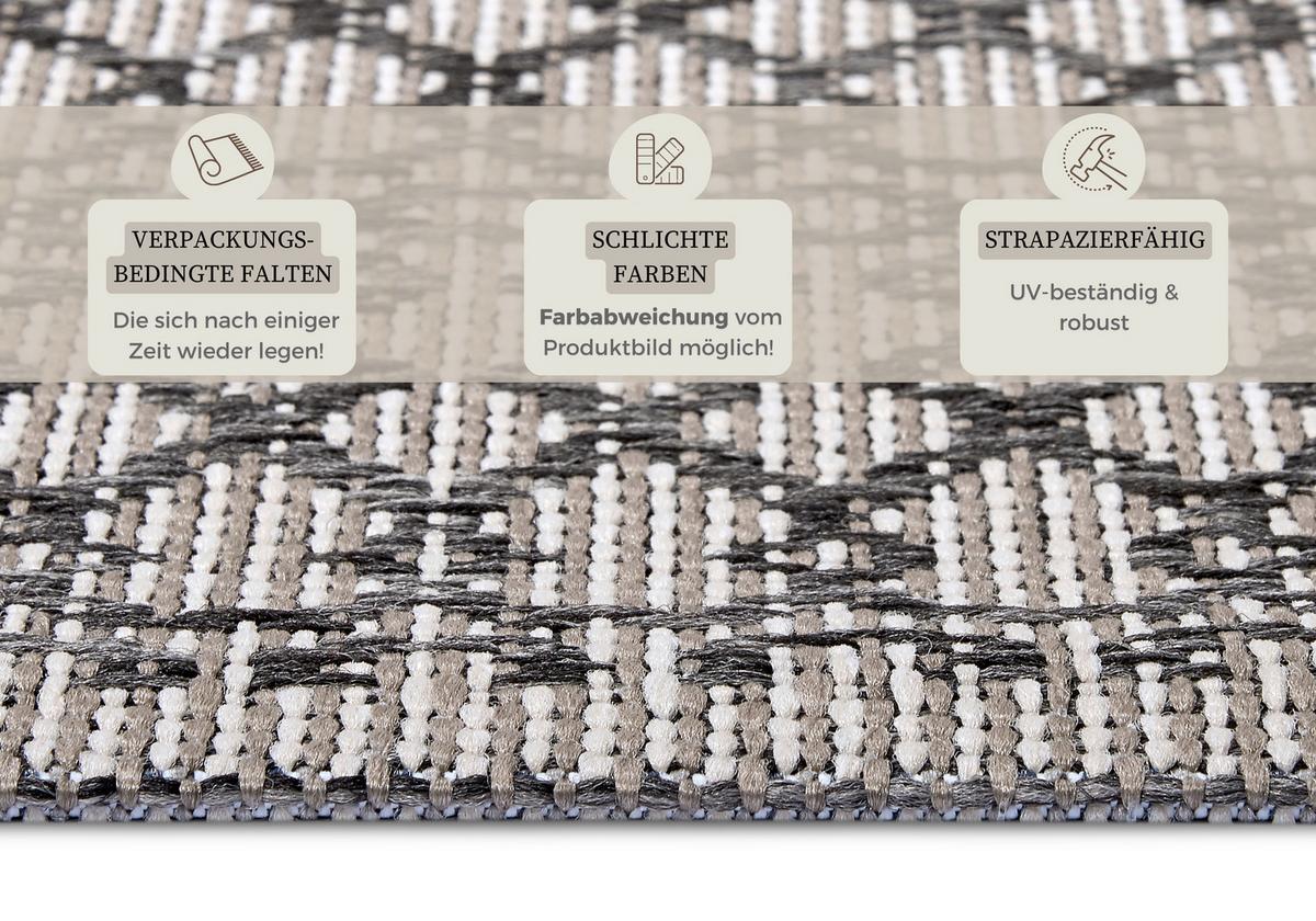 Outdoorteppich Vanti Grau/Beige ca. 76x150cm - Beige/Grau, Design, Kunststoff (76/150cm)
