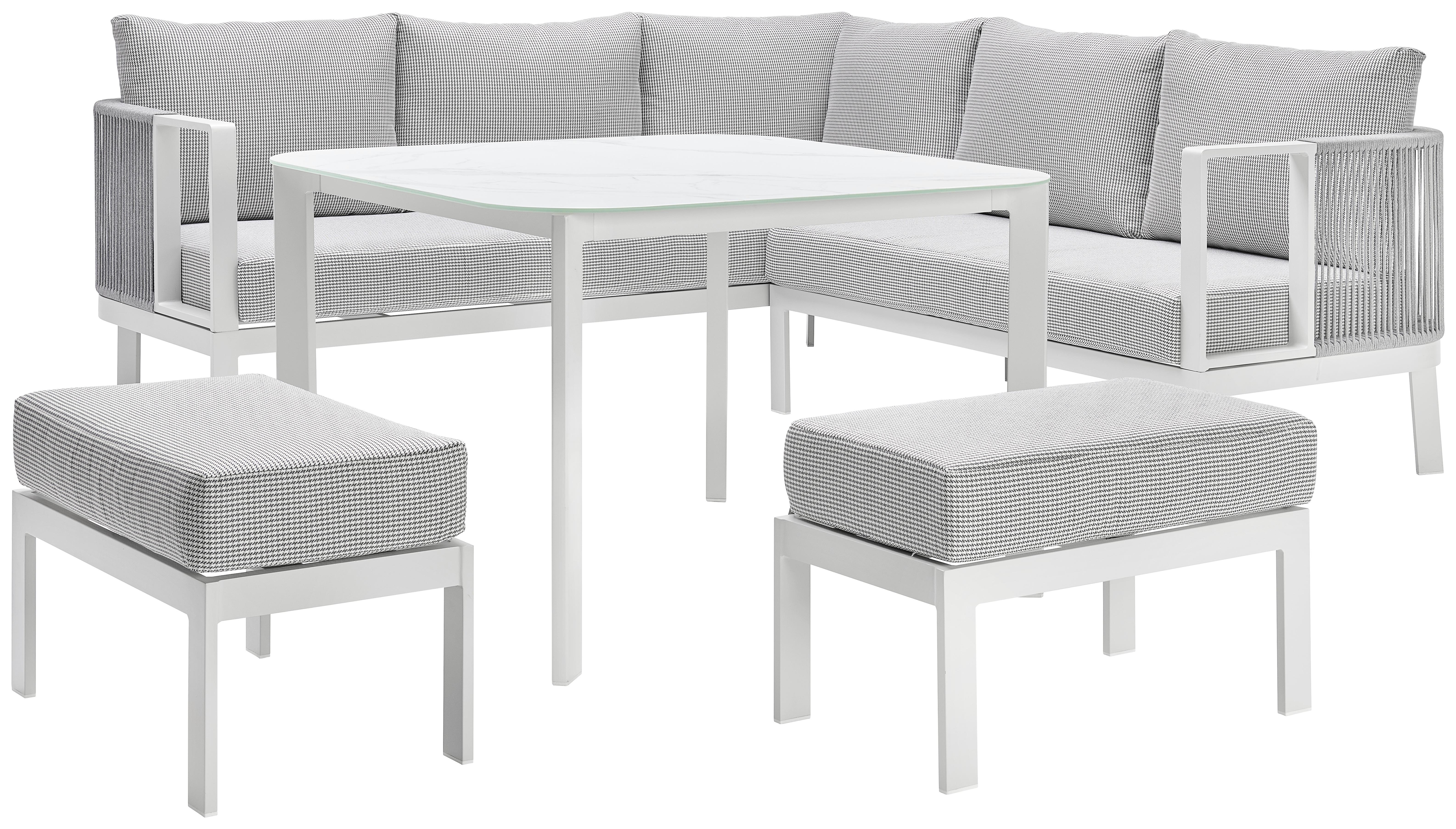 Lounge Garnitura Levin 1 -Int- - siva/bela, Moderno, kovina/steklo (131/199cm) - Premium Living
