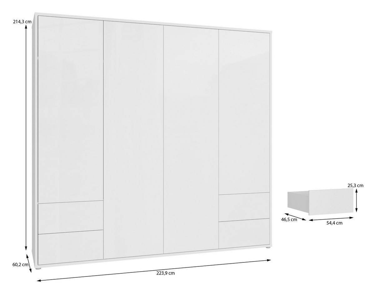 Omara S Klasičnimi Vrati Alice, Bela - bela/visoki sijaj, Trend, leseni material (224/214/60cm) - Carryhome