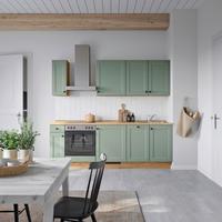 Küchenblock Cascada Low m. Geräten Schilfgrün - Schilfgrün/Eichefarben, MODERN, Holzwerkstoff/Metall (240cm) - Nobilia