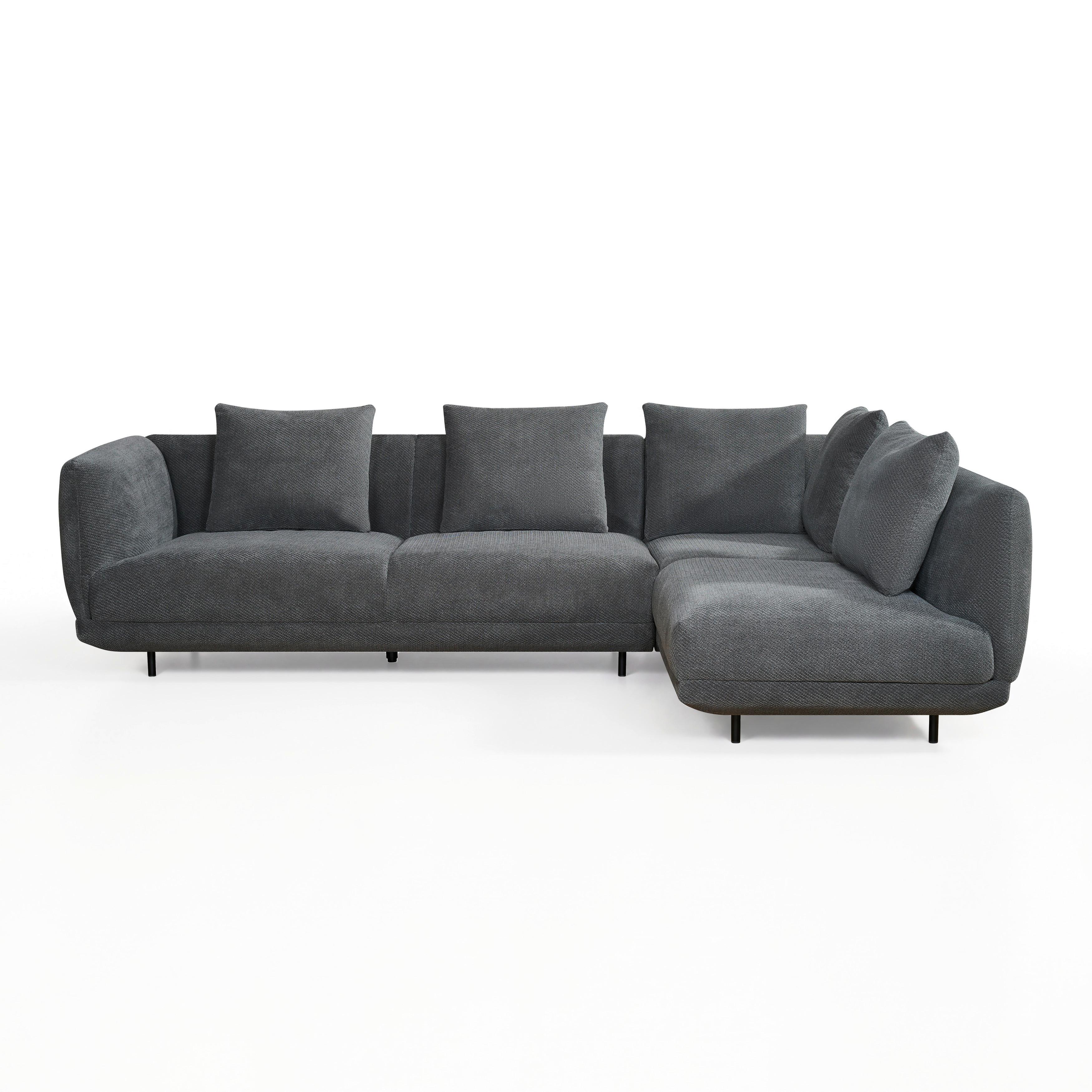 SOFFA CELINA - mörkgrå/svart, Modern, metall/trä (278/175cm) - Bessagi Home