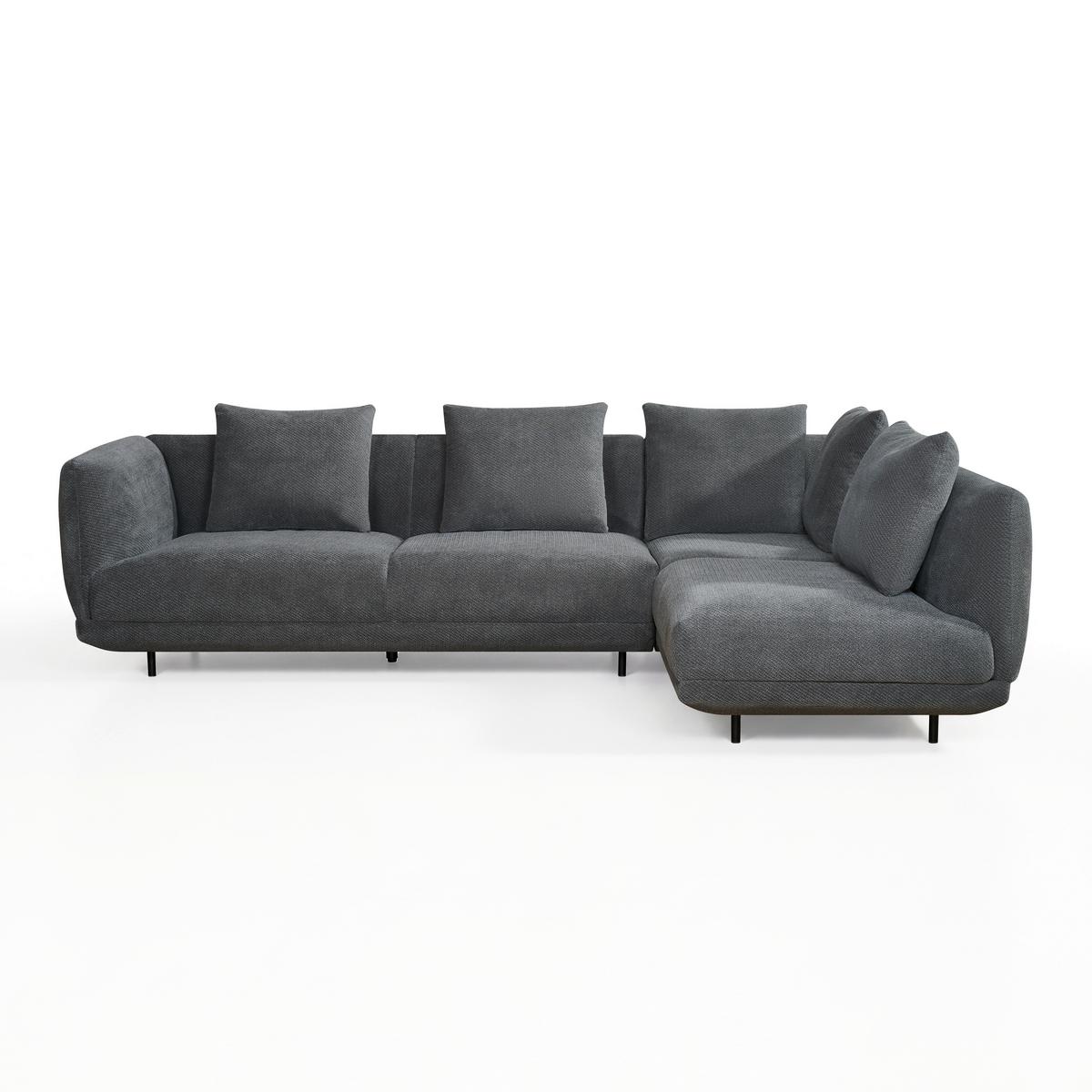 Wohnlandschaft Celina Dunkelgrau Webstoff - Dunkelgrau/Schwarz, MODERN, Holz/Textil (278/180cm) - Bessagi Home