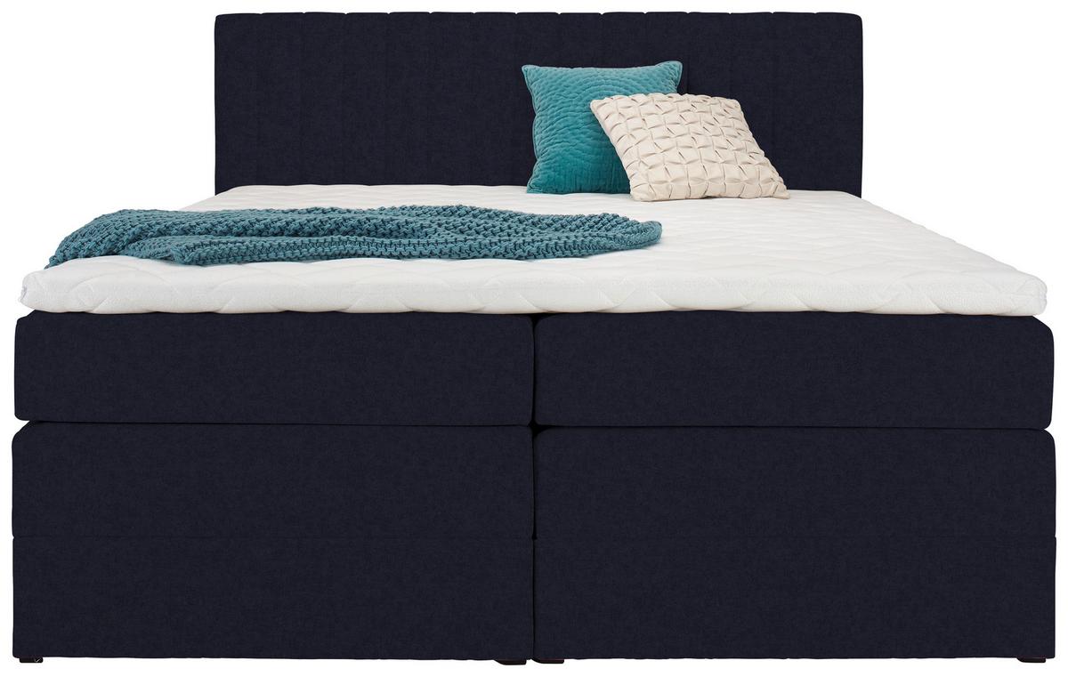 Postelja Boxspring Simon, Črna, 160x200 - črna, Konvencionalno, umetna masa/tekstil (160/200cm) - Premium Living