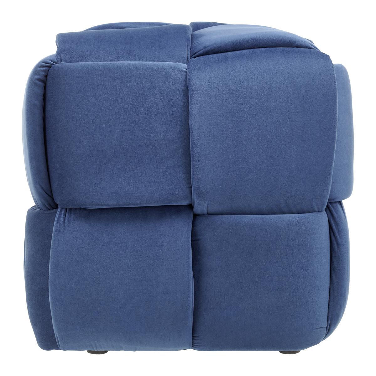 Hocker Ella Blau Samt - Blau/Schwarz, MODERN, Holz/Kunststoff (47/47/47cm) - Bessagi Home