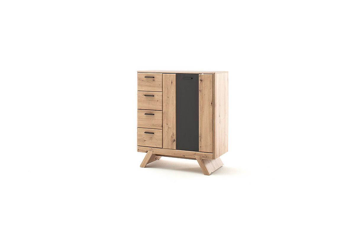 Kommode Calais in Grau/Eichefarben - Eichefarben/Anthrazit, Modern, Holzwerkstoff/Metall (89/103/44cm) - Premium Living