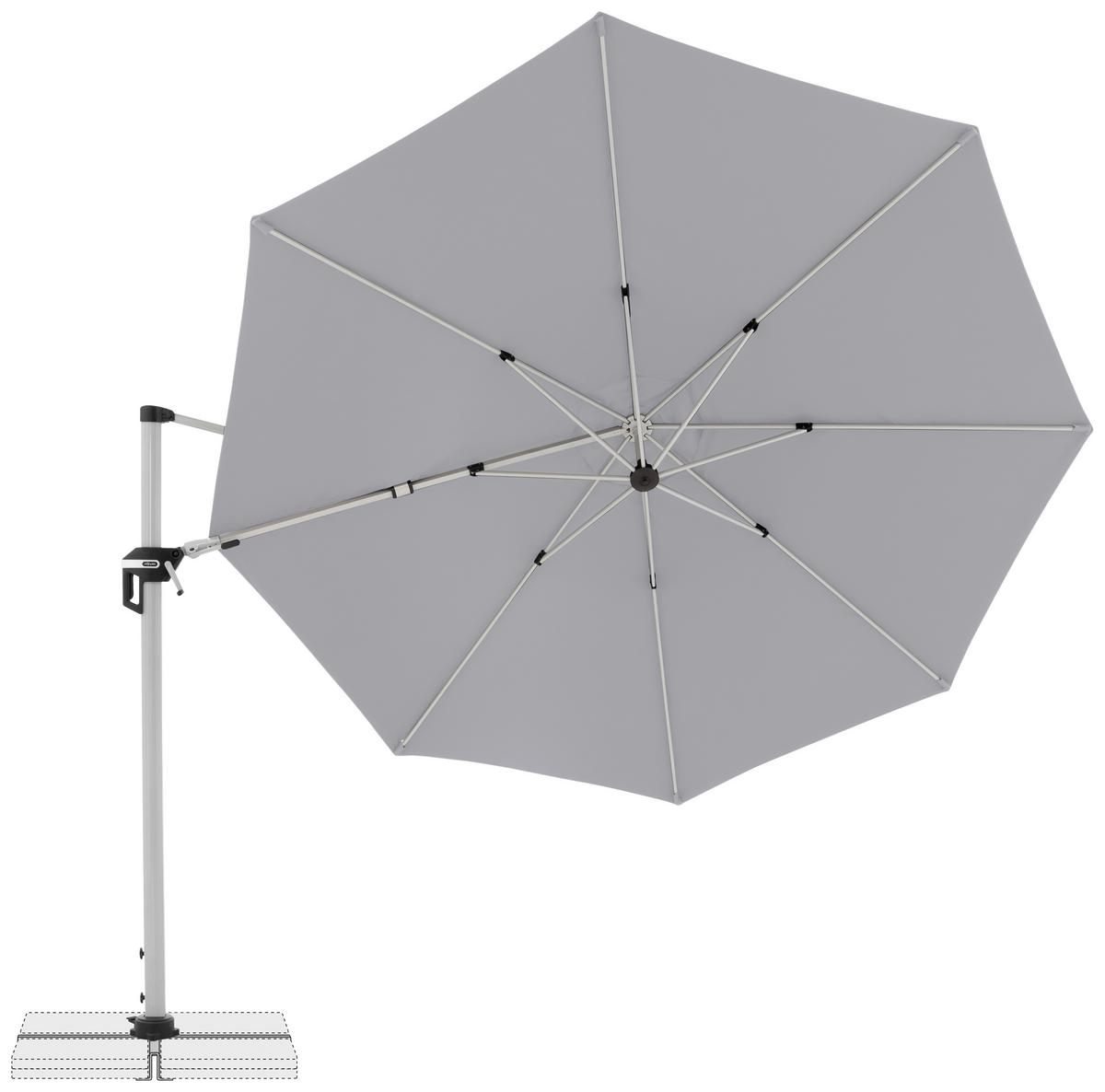 Ampelschirm Active Hellgrau ca. 370cm - Silberfarben/Hellgrau, Basics, Textil/Metall (370cm) - Doppler