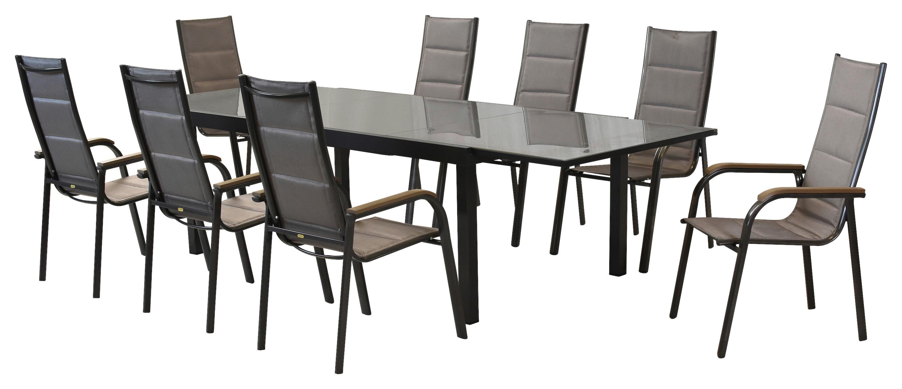 GARTENSET TRIVERO - Graphitfarben/Braun, MODERN, Textil/Metall - Gardenson