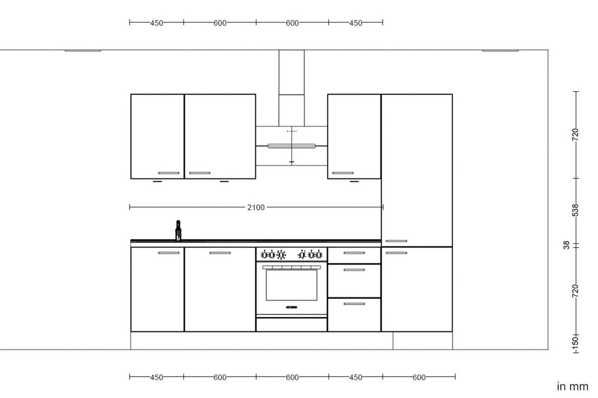 Küchenleerblock Riva High o. Geräte Schieferfarben - Schieferfarben/Edelstahlfarben, MODERN, Holzwerkstoff/Metall (270cm) - Nobilia