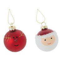 Christbaumanhänger Figures Weiß/Dunkelrot 2-teilig - Weiß/Dunkelrot, Glas/Textil (6cm) - Mömax