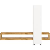 Dnevni Regal Samba, Bela, Barva Hrasta - hrast wotan/črna, Design, umetna masa/leseni material (240/190/35cm) - MID.YOU