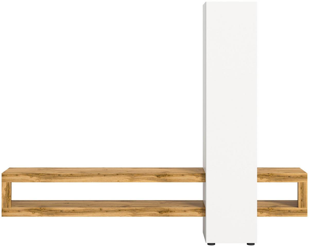 Dnevni Regal Samba, Bela, Barva Hrasta - hrast wotan/črna, Design, umetna masa/leseni material (240/190/35cm) - MID.YOU